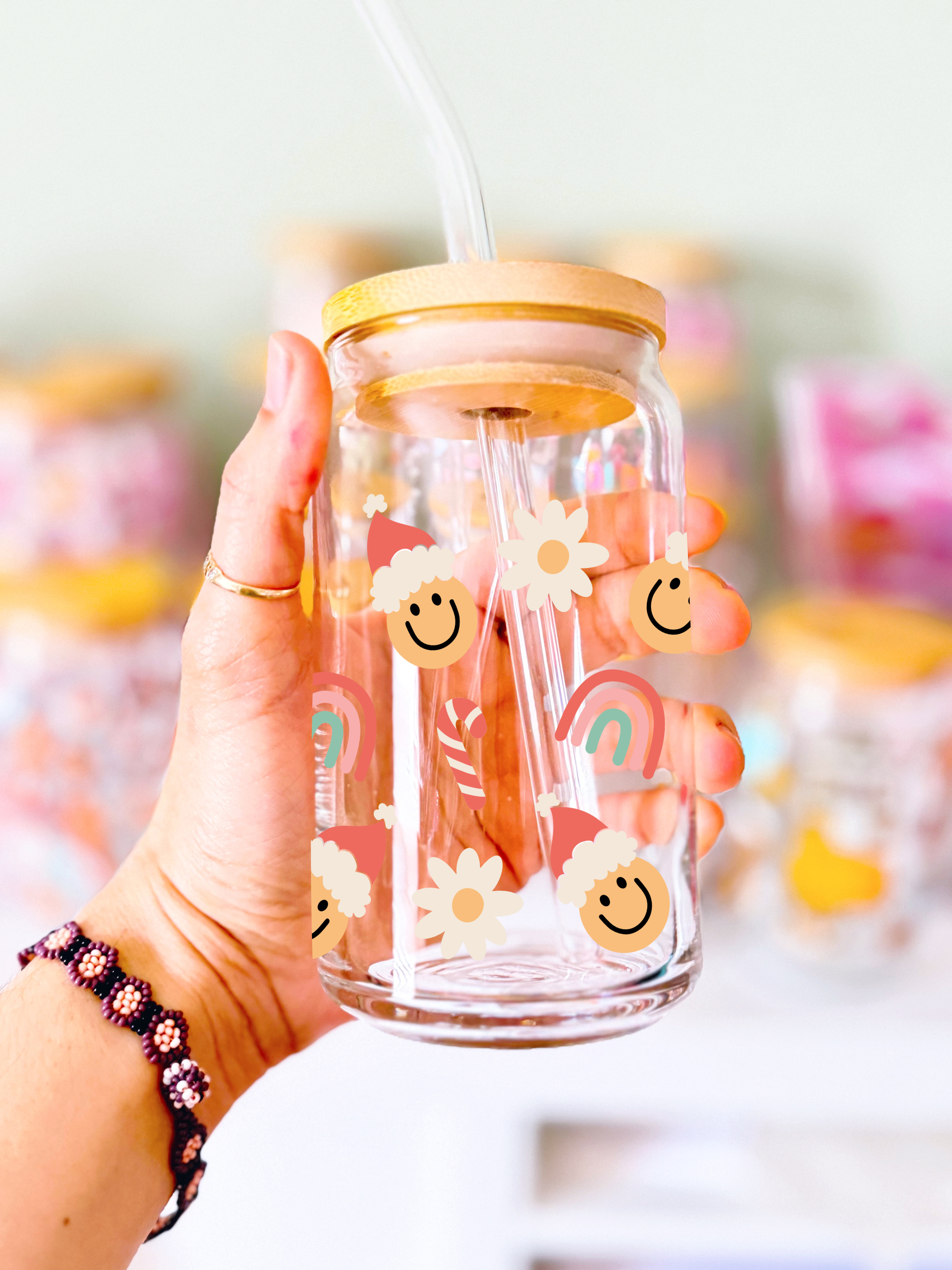Groovy Santa Glass Cup