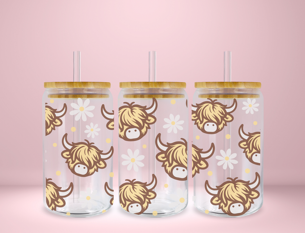 Highland Cow Glass Can Glass Can