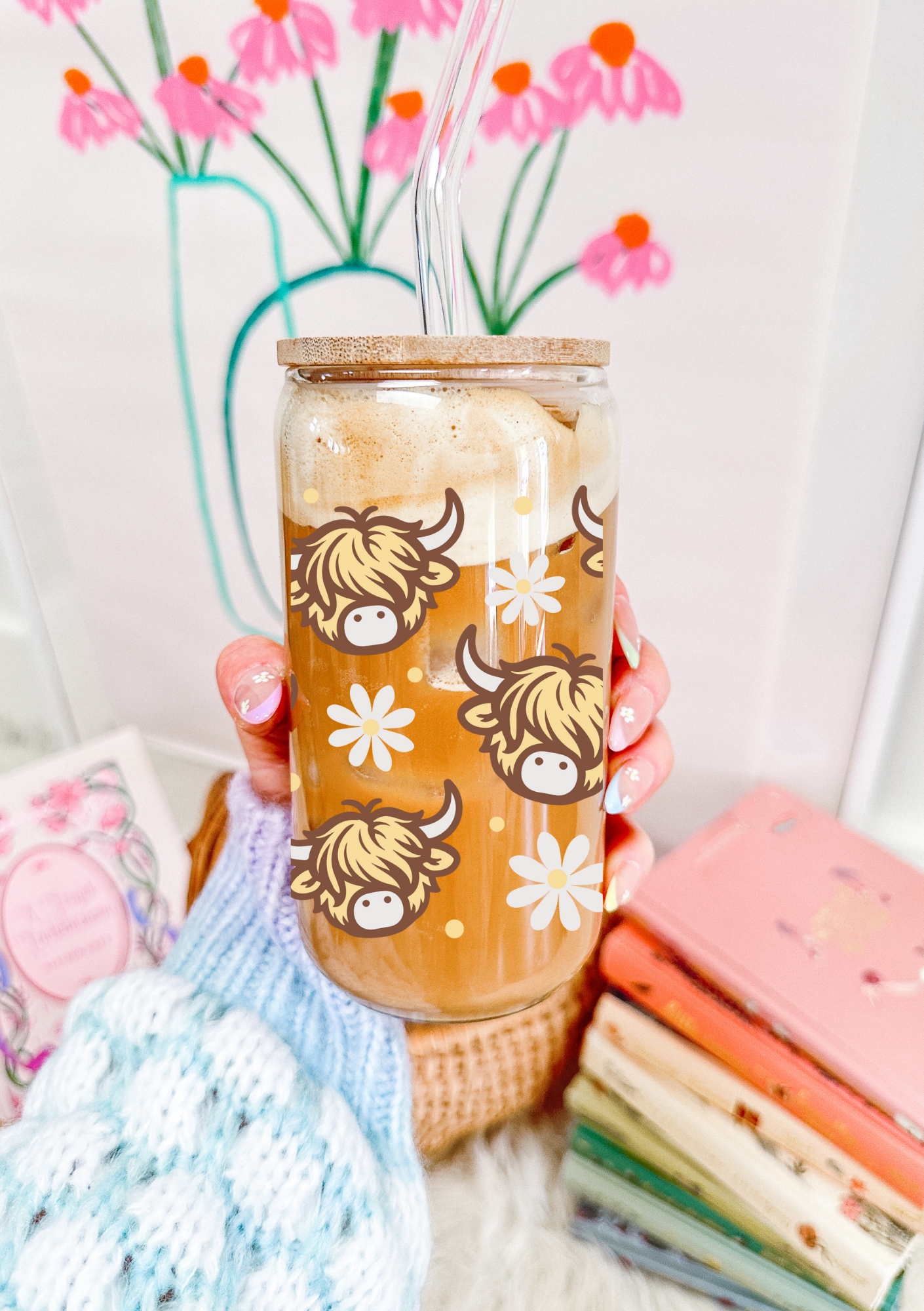 Highland Cow Glass Can Glass Can