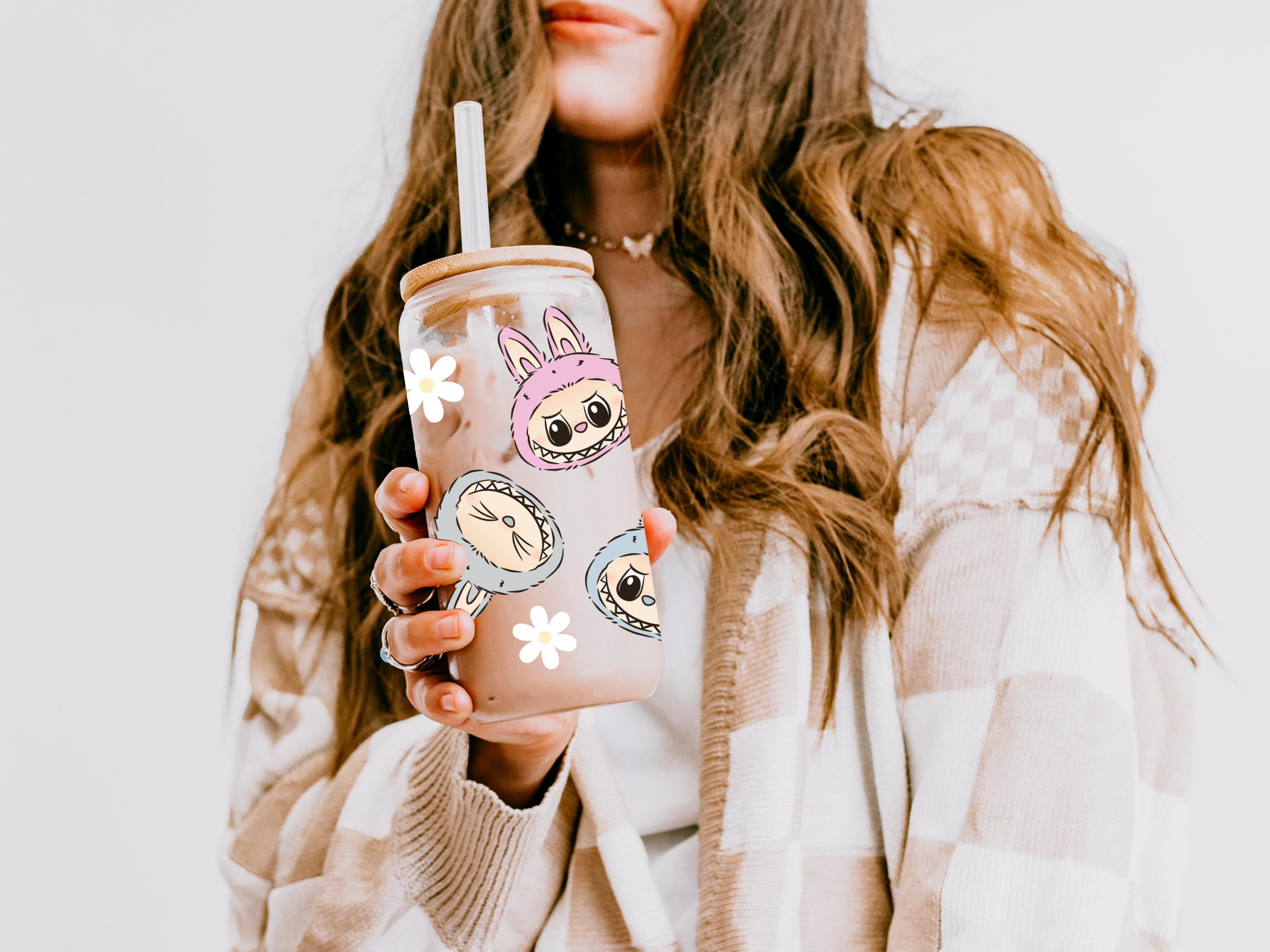 Labubu Faces Glass Can Tumbler