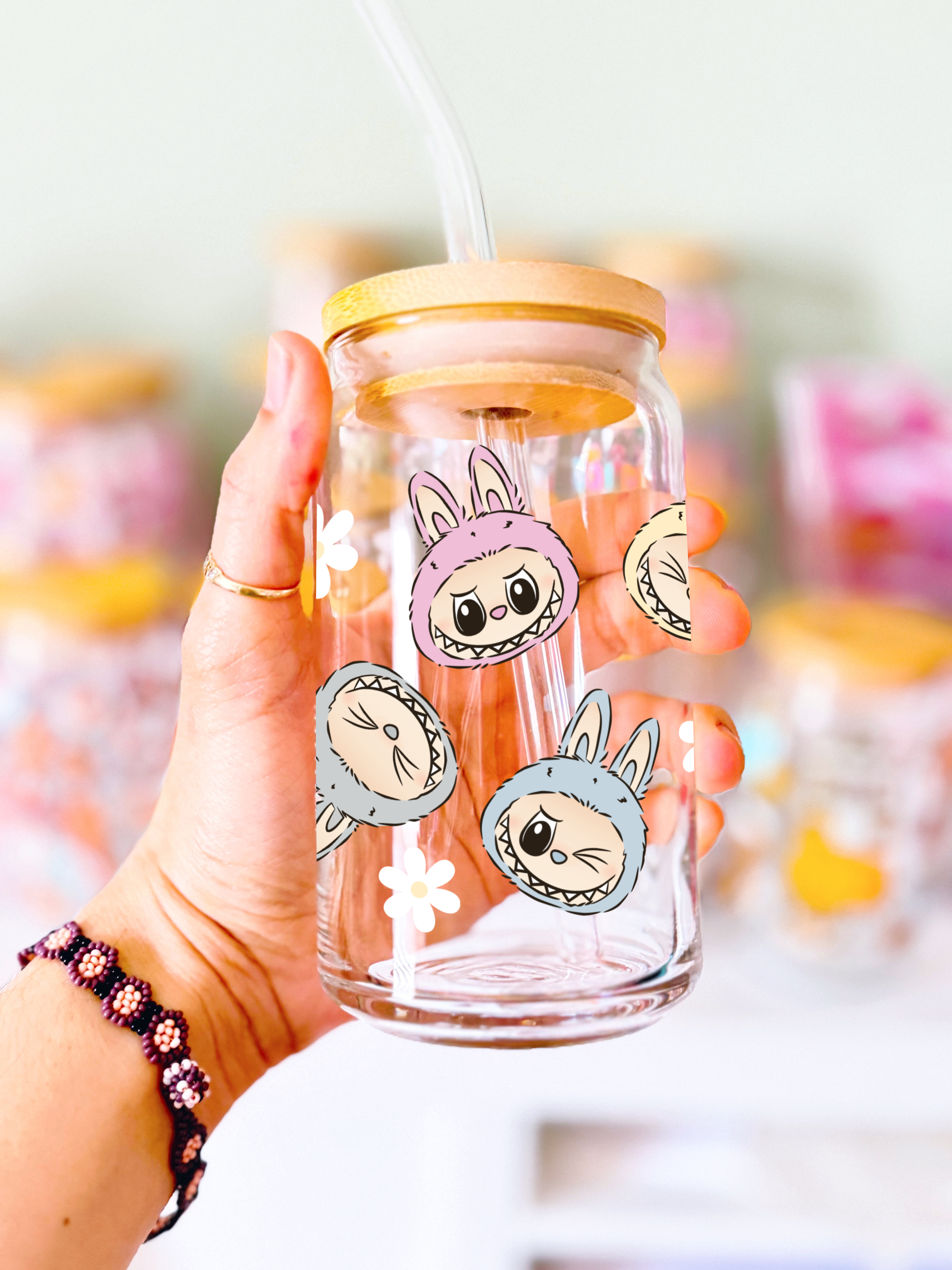 Labubu Faces Glass Can Tumbler