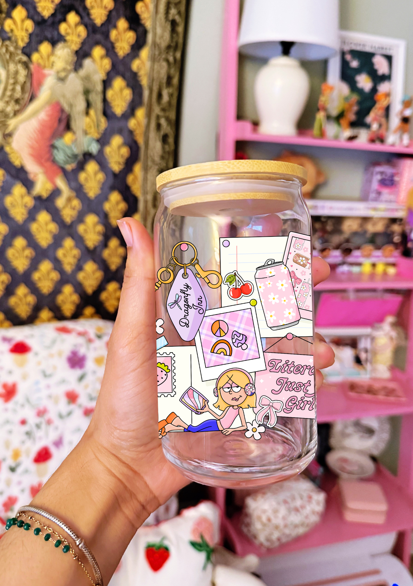 Just A Girl Lizzy 16 oz Glass Can