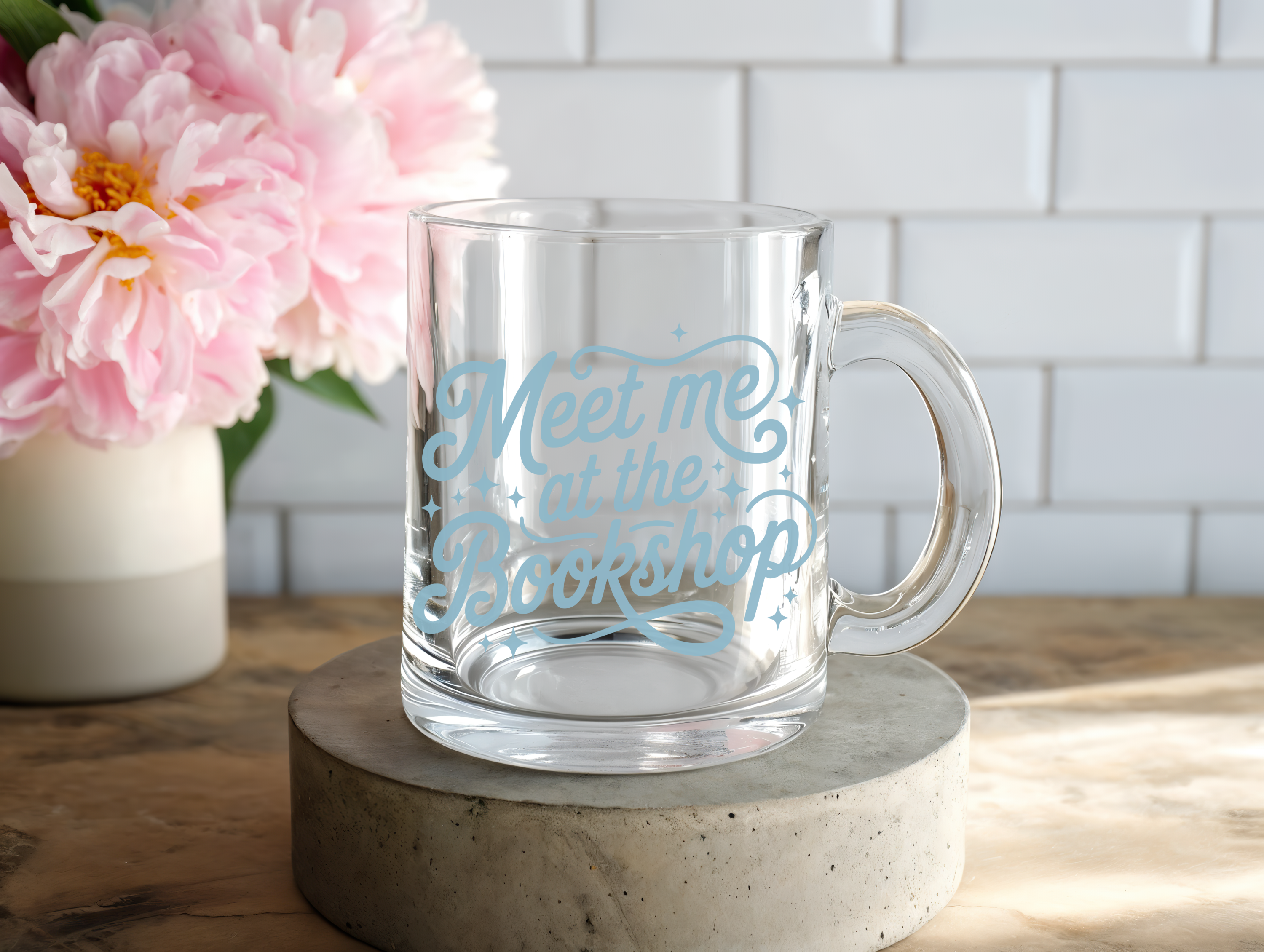Meet Me at the Bookshop Glass Mug
