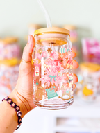 Pink Christmas Glass Can