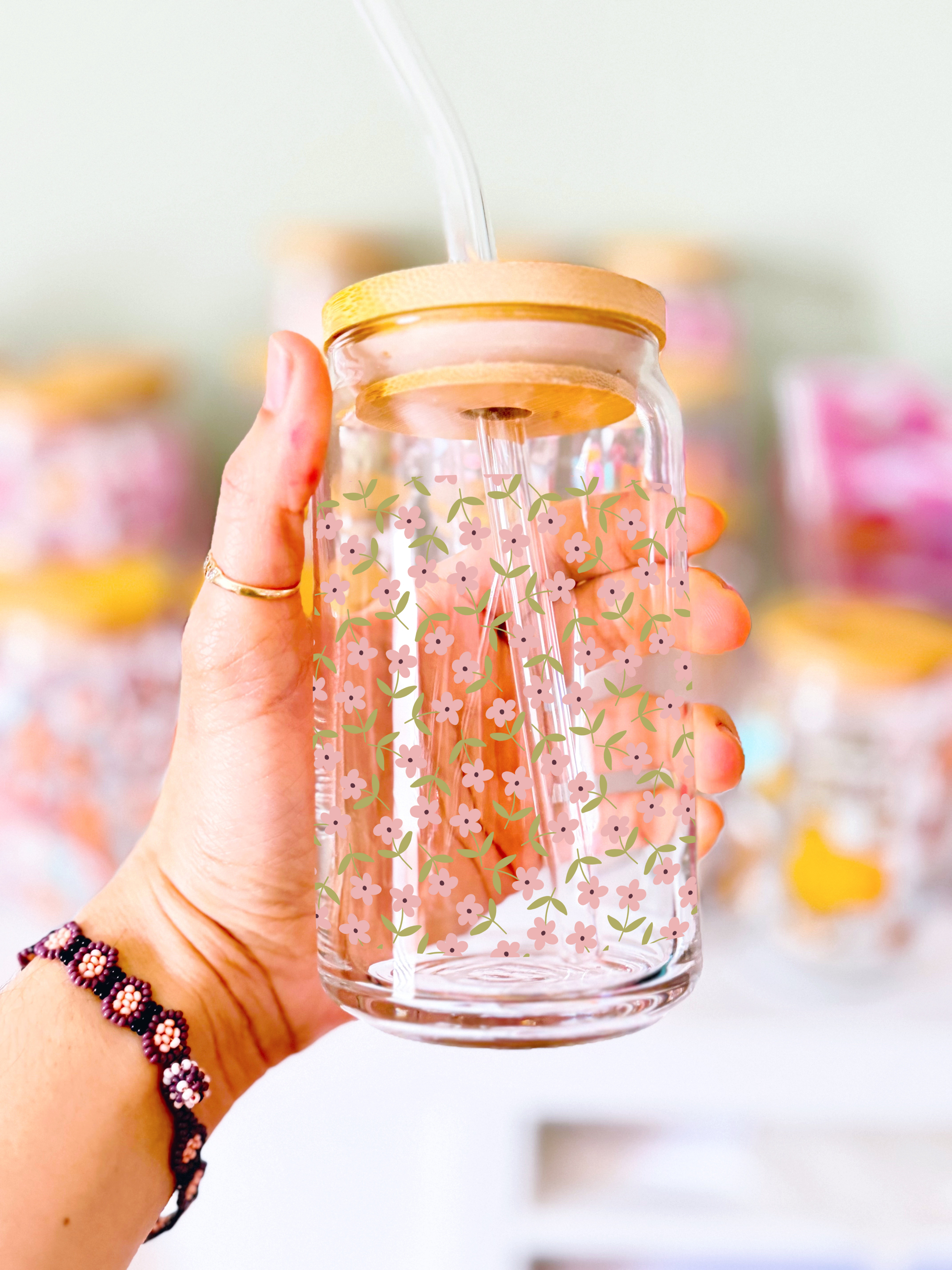 Pink Ditsy Flowers Cups