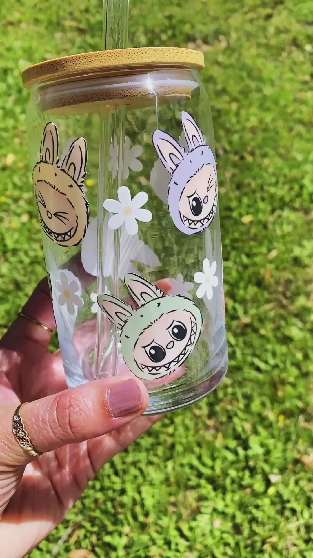 Labubu Faces Glass Can Tumbler