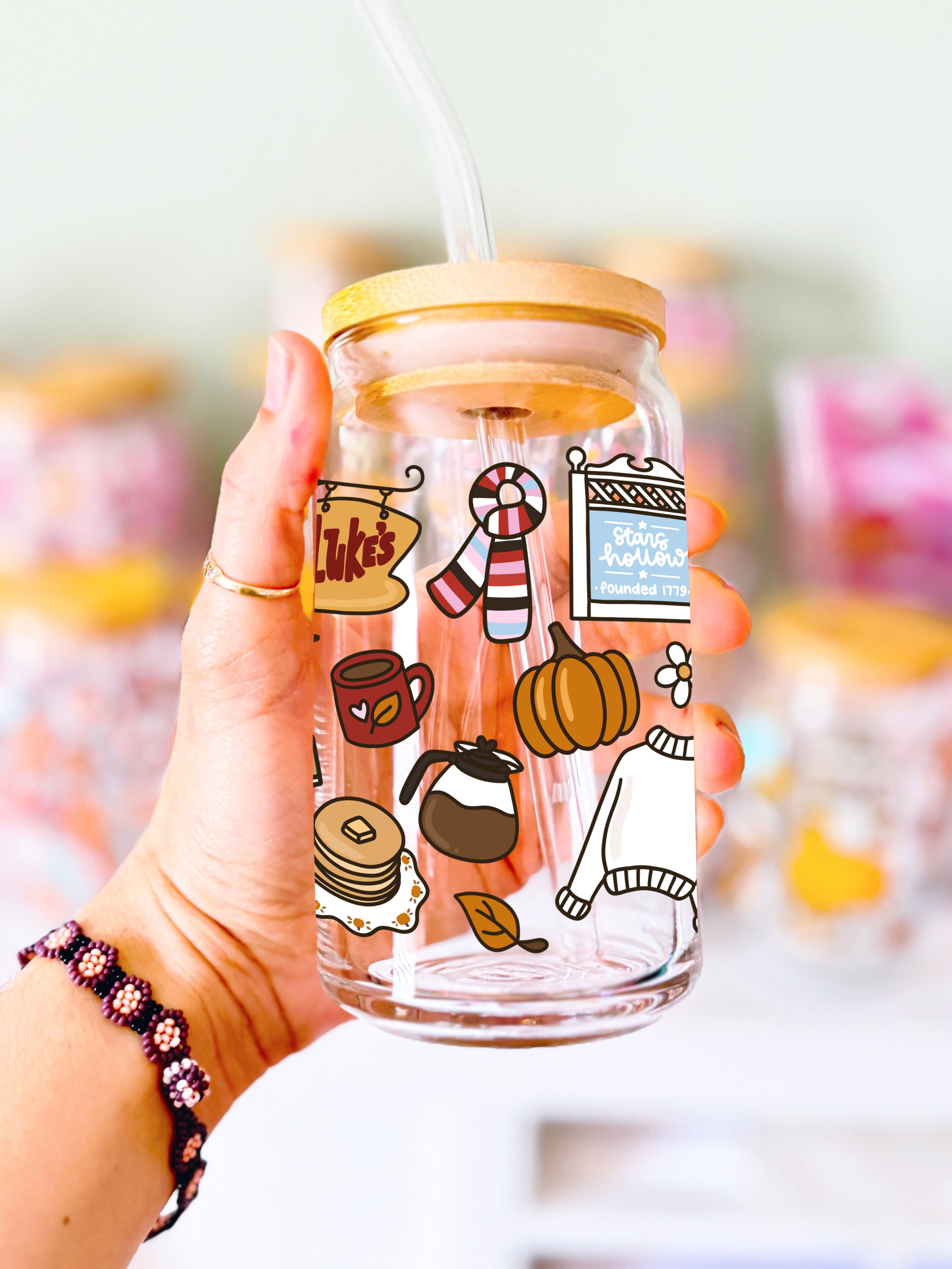 Autumn in Stars Hallow Glass Cup