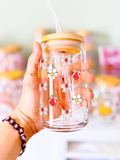 Strawberry Fields Glass Can Cup